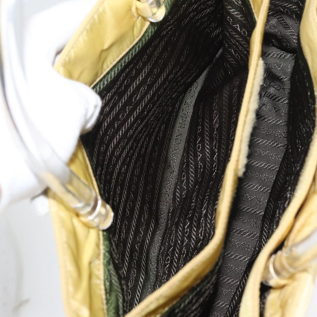 PRADA Hand Bag Nylon Yellow Silver Auth 180183