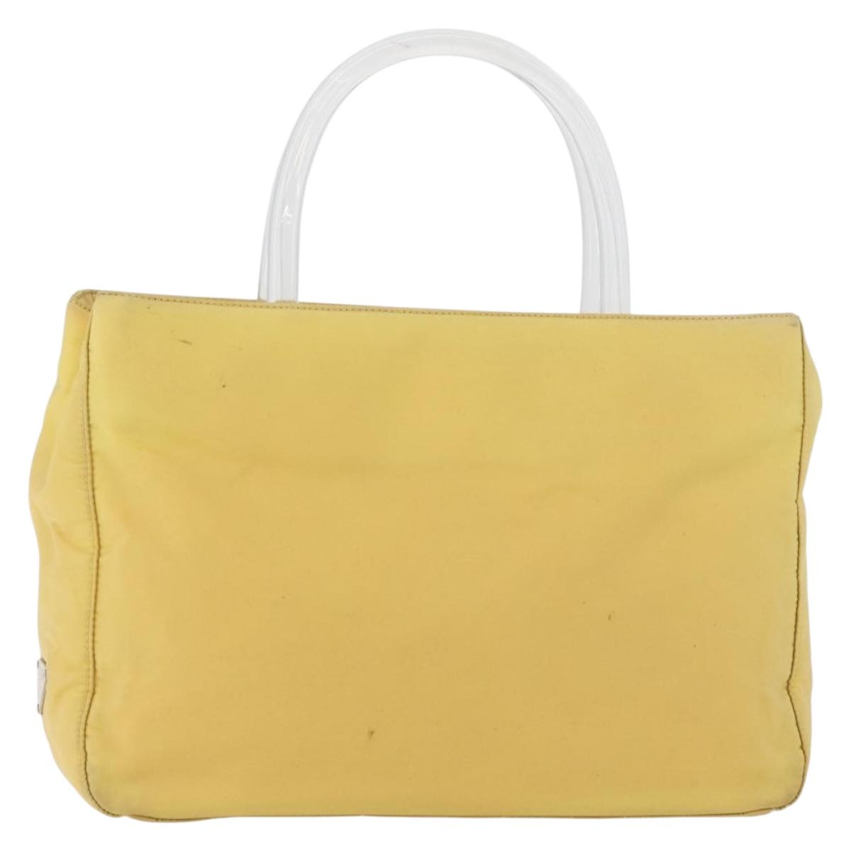 PRADA Hand Bag Nylon Yellow Silver Auth 180183