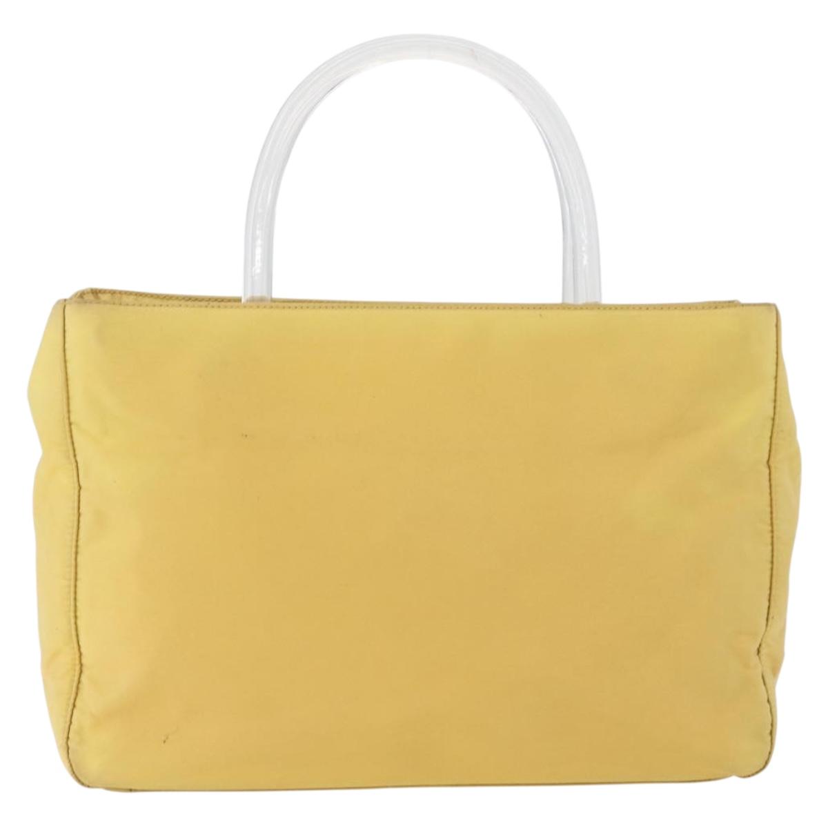 PRADA Hand Bag Nylon Yellow Silver Auth 180183