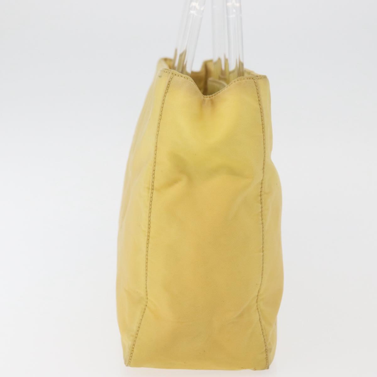 PRADA Hand Bag Nylon Yellow Silver Auth 180183