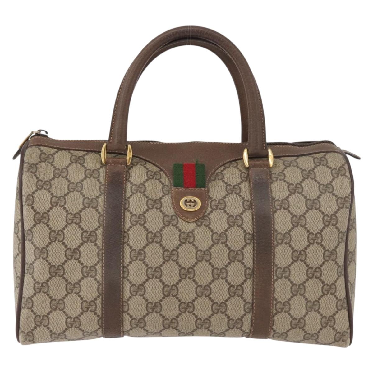 GUCCI GG Supreme Web Sherry Line Hand Bag PVC Beige Gold 40 02 007 Auth 180185