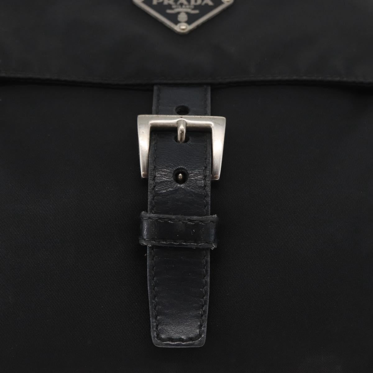 PRADA Shoulder Bag Nylon Black Silver Auth 180187