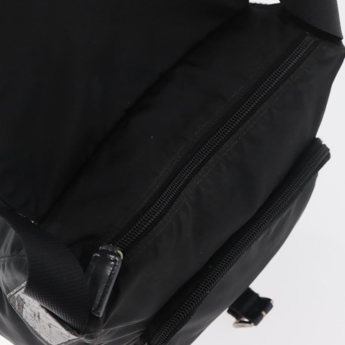 PRADA Shoulder Bag Nylon Black Silver Auth 180187