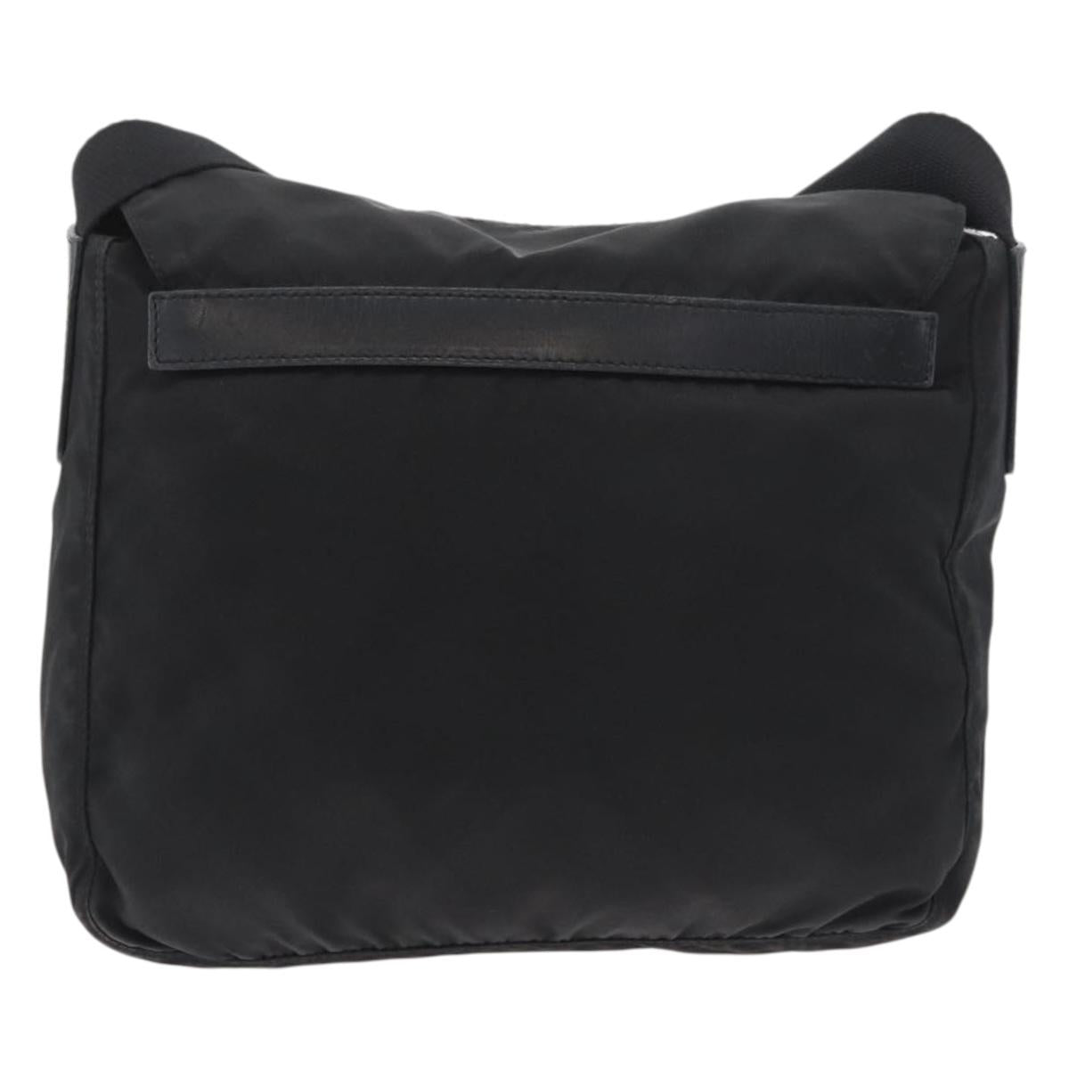 PRADA Shoulder Bag Nylon Black Silver Auth 180187