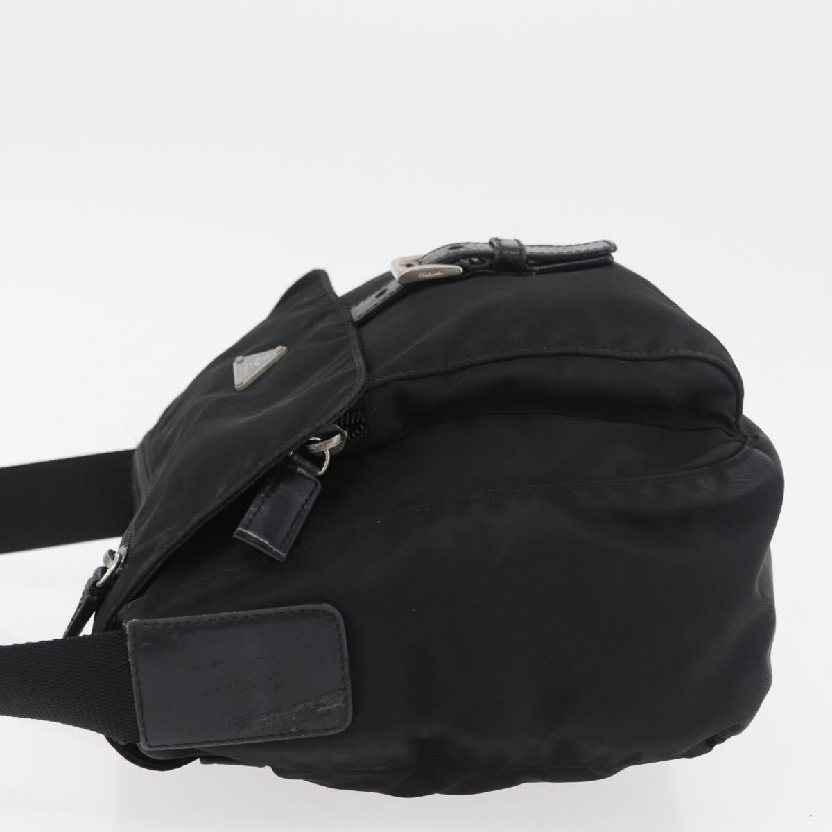 PRADA Shoulder Bag Nylon Black Silver Auth 180187