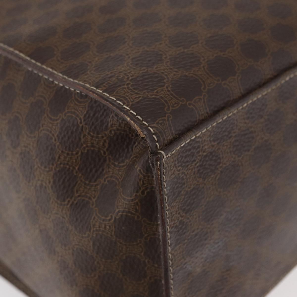 CELINE Macadam Canvas Tote Bag PVC Leather Brown Gold Auth 180188