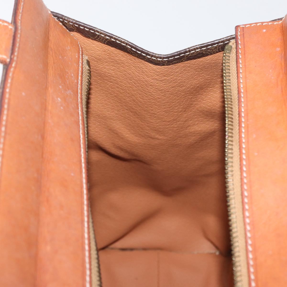CELINE Macadam Canvas Tote Bag PVC Leather Brown Gold Auth 180188