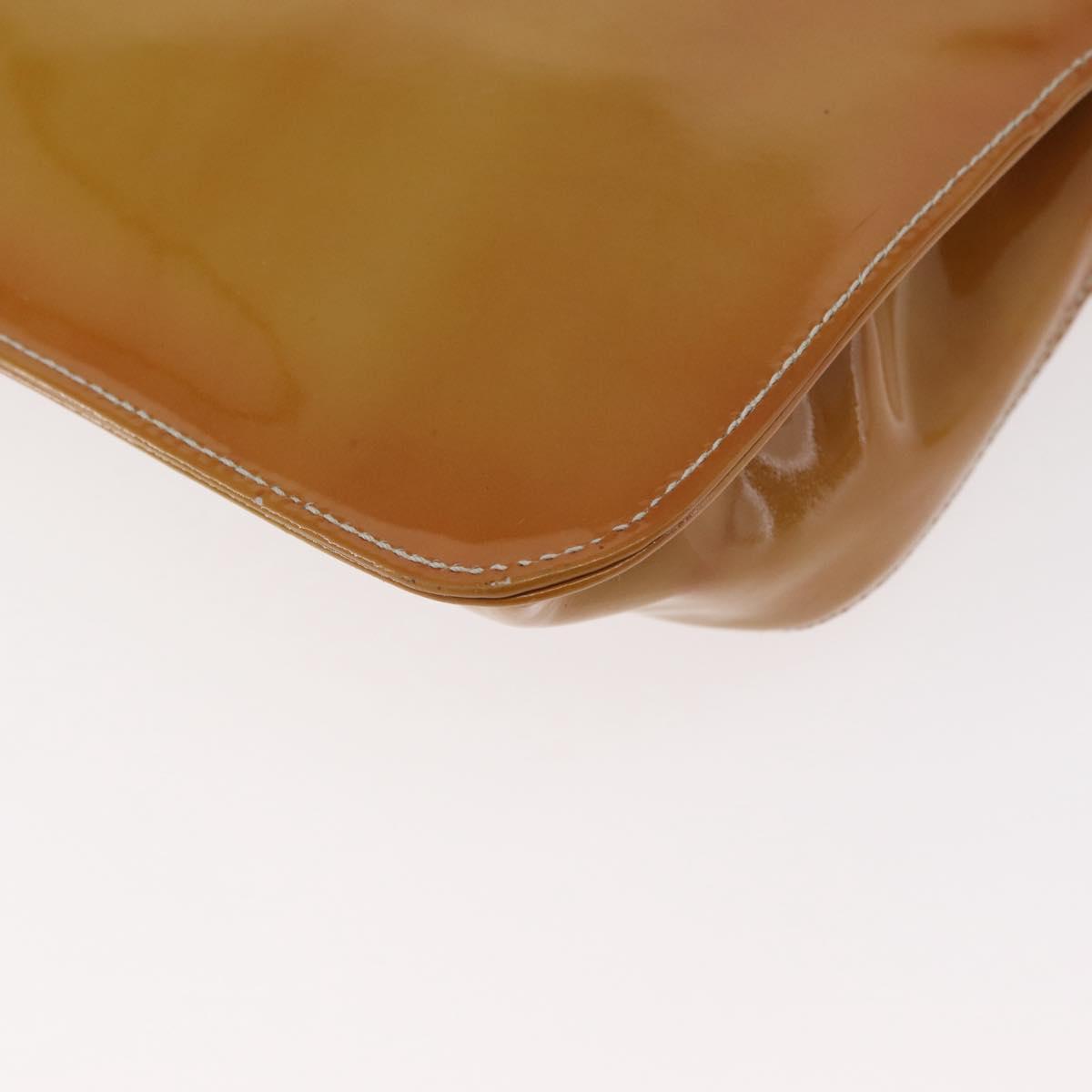 PRADA Shoulder Bag Patent leather Yellow Silver Auth 180190