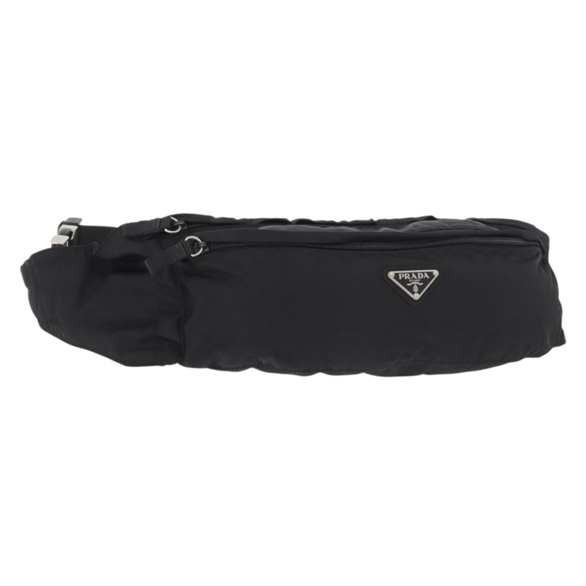 PRADA Waist bag Nylon Black Silver Auth 180191