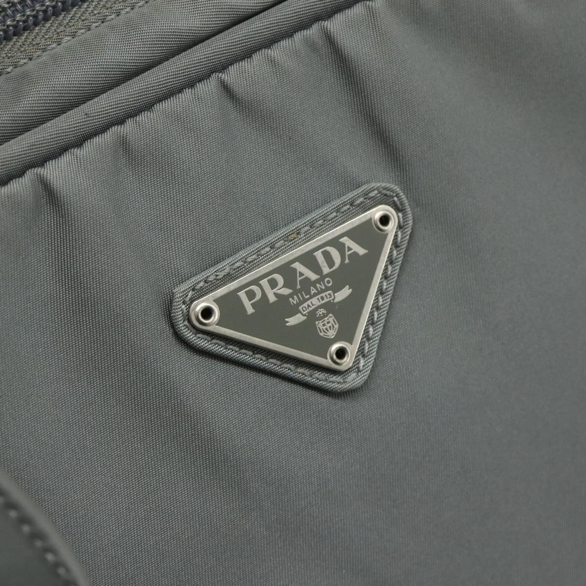 PRADA Hand Bag Nylon Gray Silver Auth 180192A