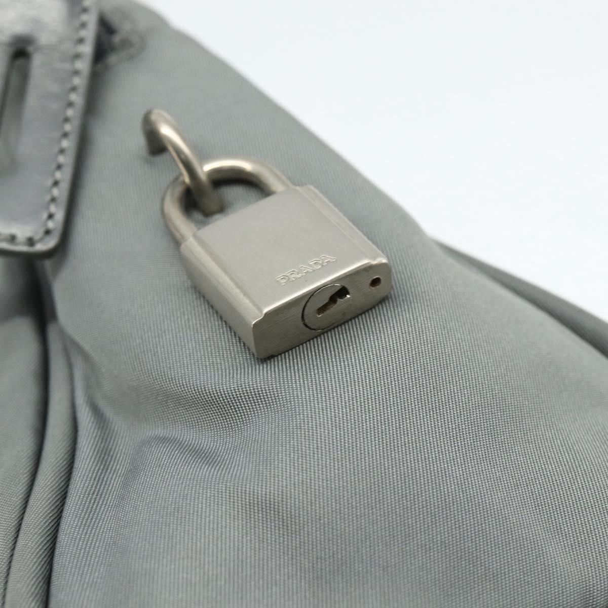 PRADA Hand Bag Nylon Gray Silver Auth 180192A