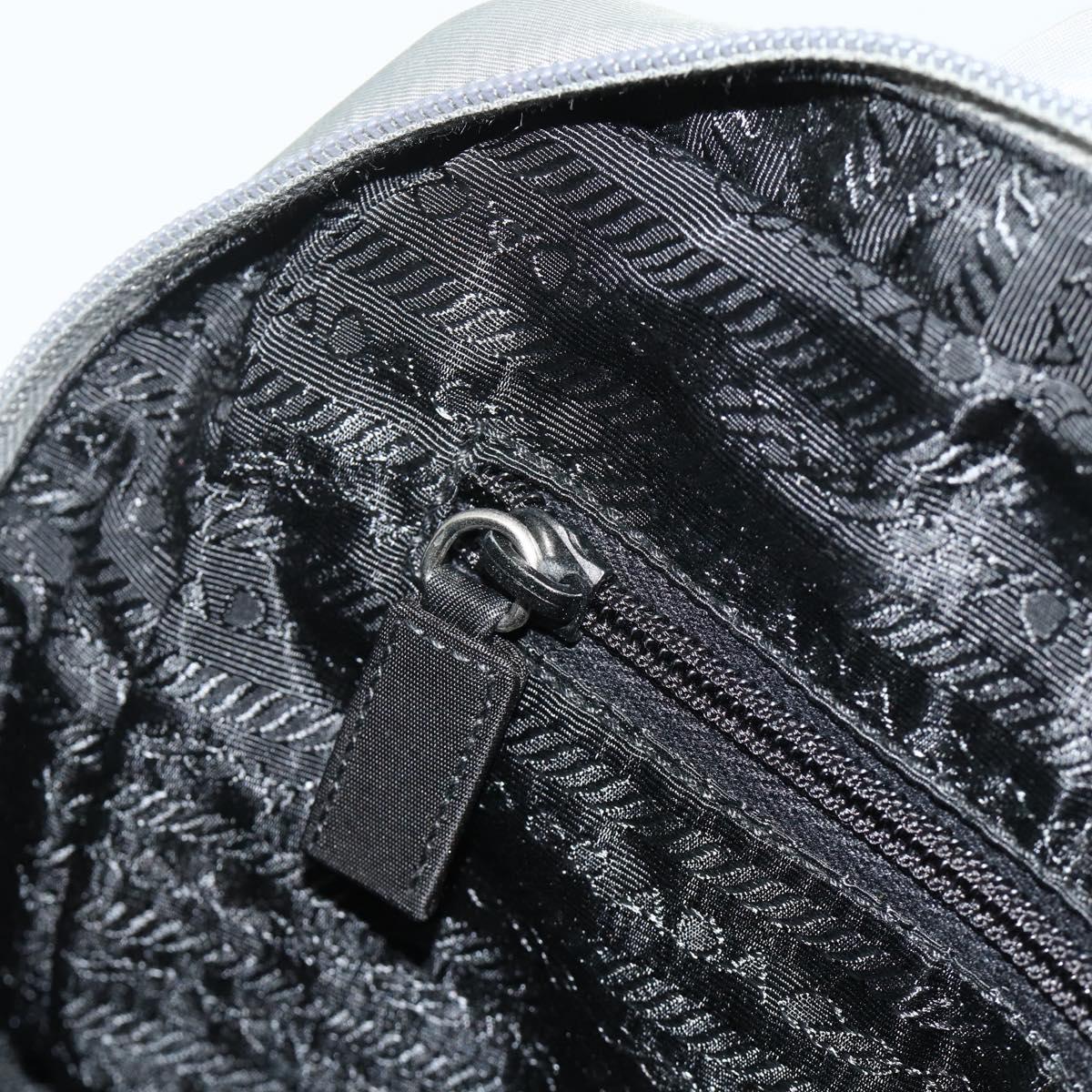PRADA Hand Bag Nylon Gray Silver Auth 180192A