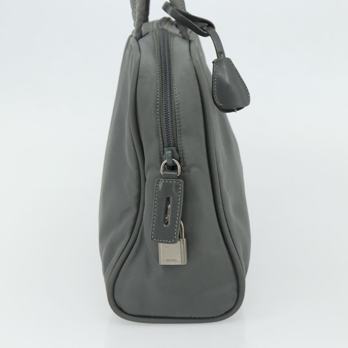 PRADA Hand Bag Nylon Gray Silver Auth 180192A