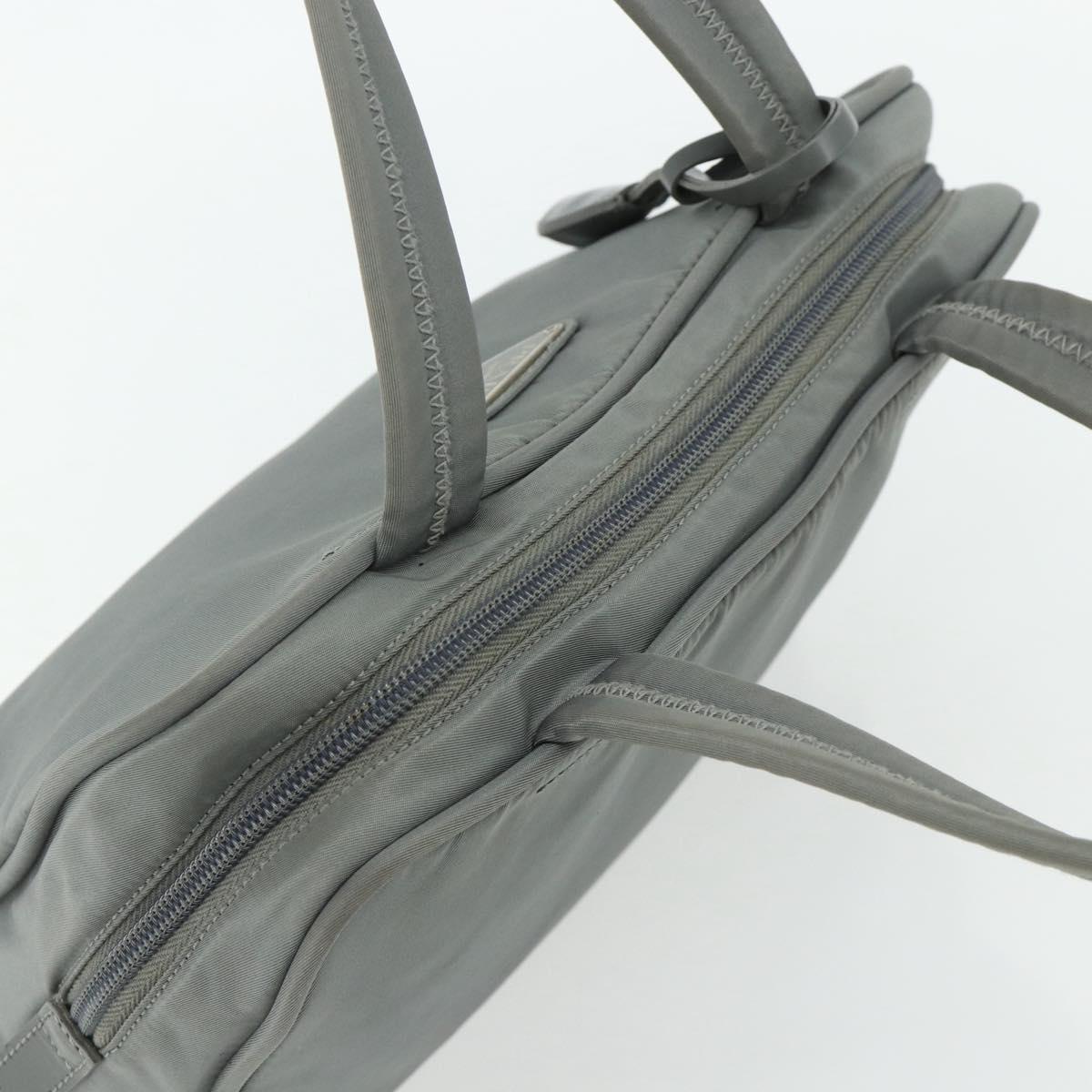 PRADA Hand Bag Nylon Gray Silver Auth 180192A