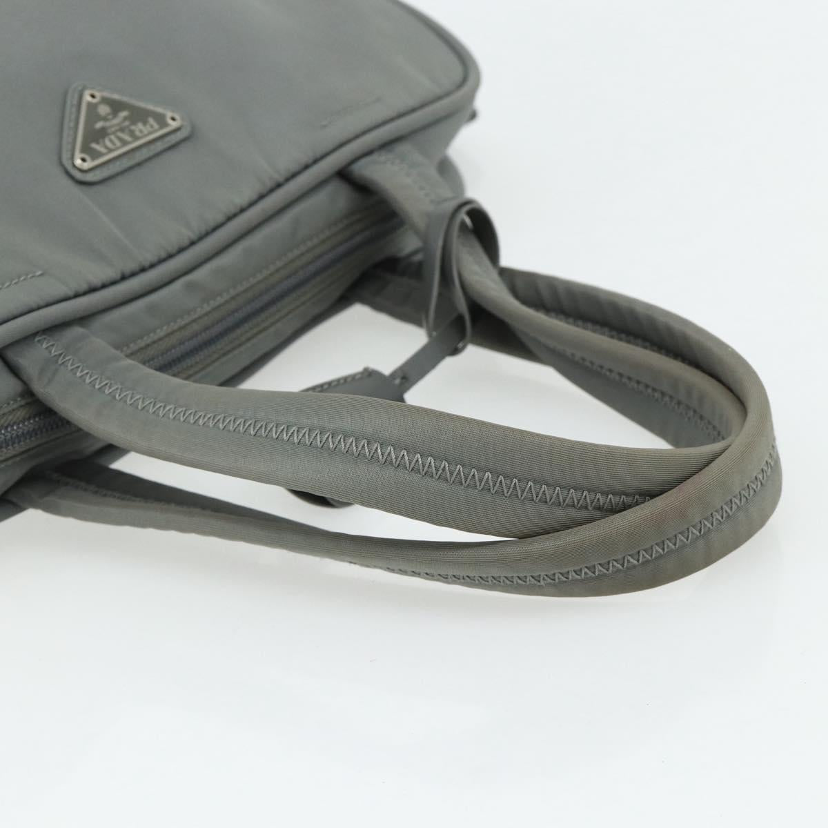 PRADA Hand Bag Nylon Gray Silver Auth 180192A