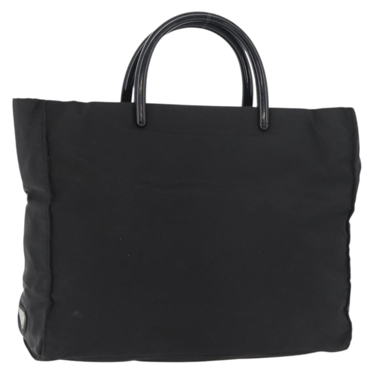 PRADA Hand Bag Nylon Black Silver Auth 180193