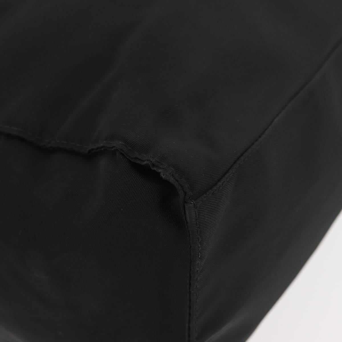 PRADA Hand Bag Nylon Black Silver Auth 180193