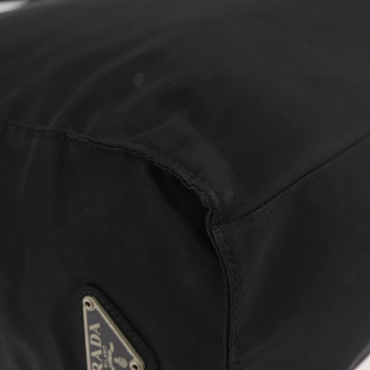PRADA Hand Bag Nylon Black Silver Auth 180193