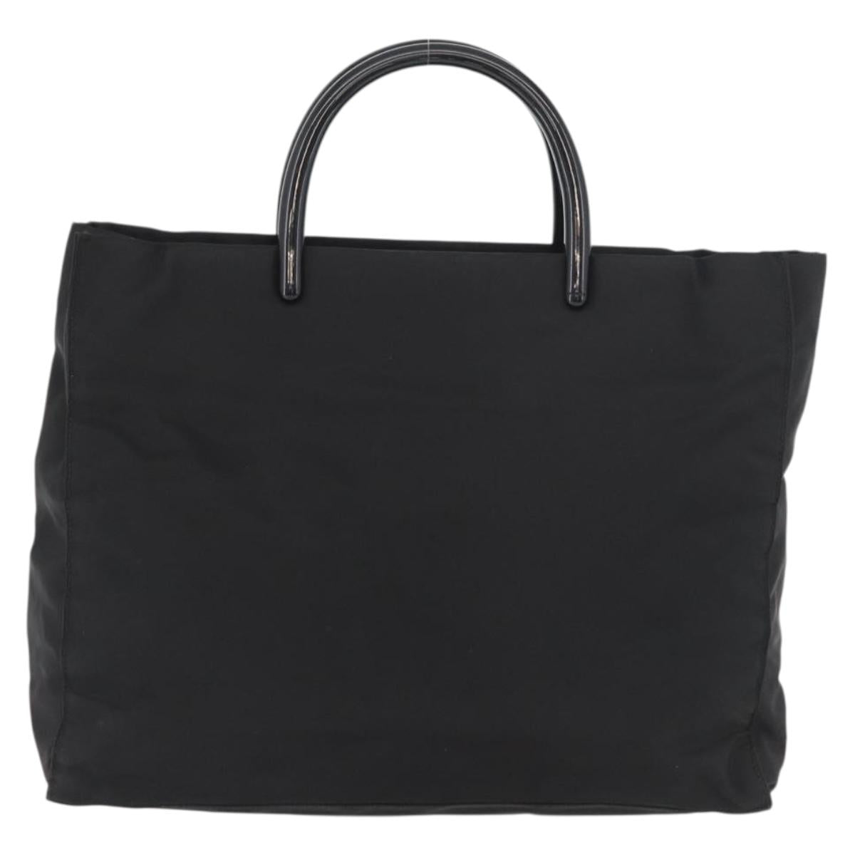 PRADA Hand Bag Nylon Black Silver Auth 180193