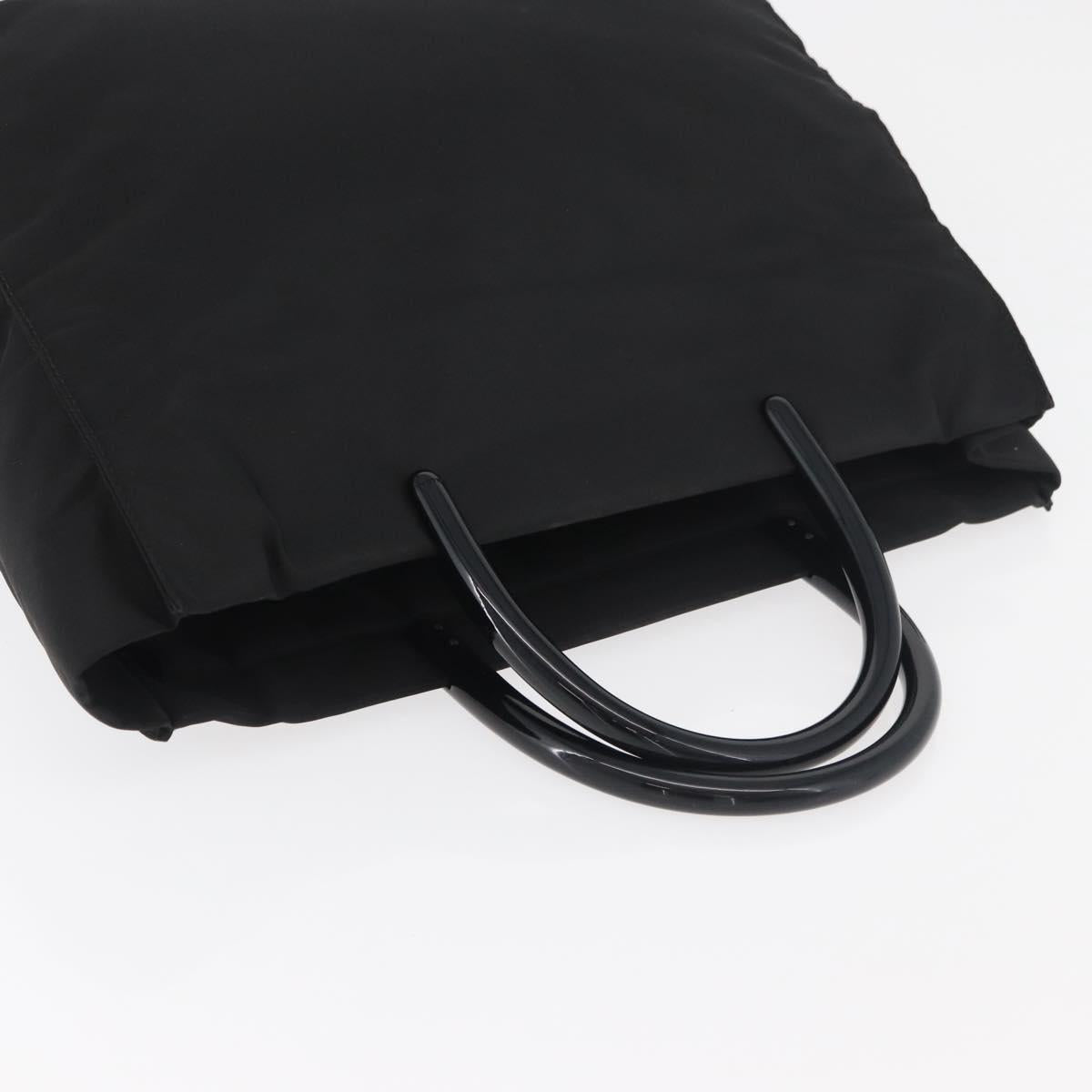 PRADA Hand Bag Nylon Black Silver Auth 180193