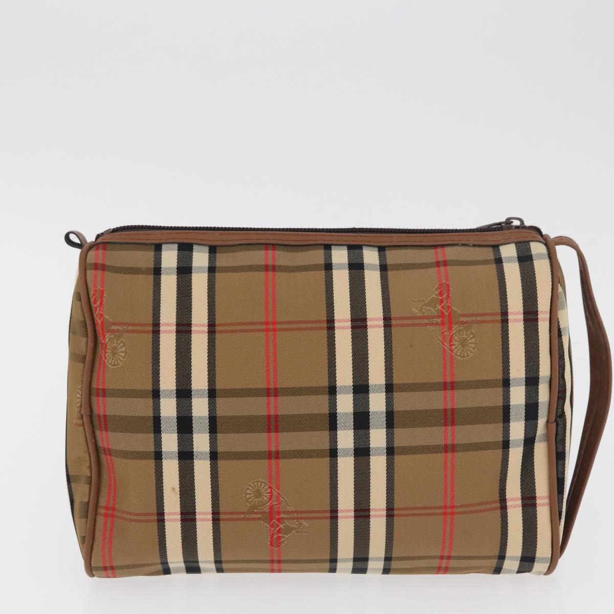 Burberrys Nova Check Clutch Bag Canvas 2 Set Beige Auth 180194