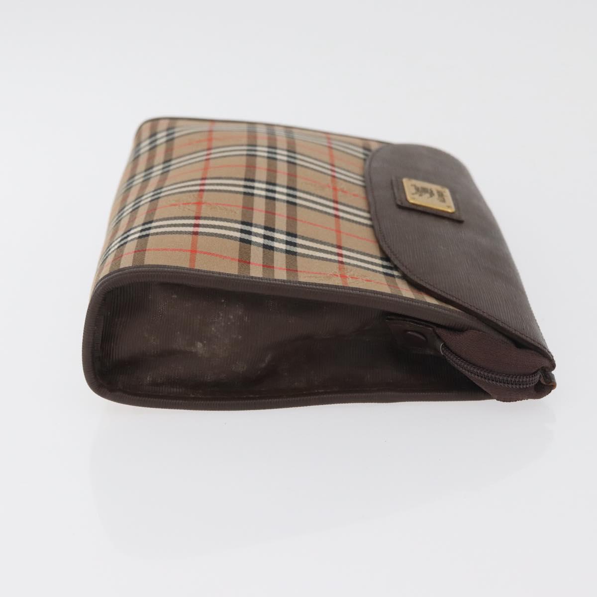 Burberrys Nova Check Clutch Bag Canvas 2 Set Beige Auth 180194