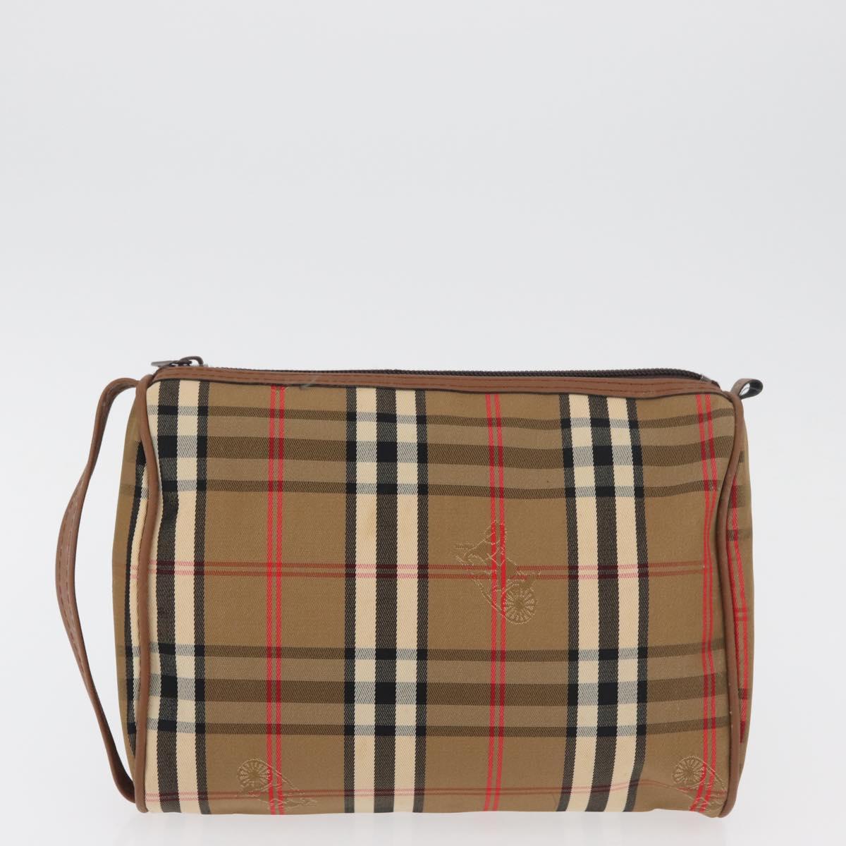 Burberrys Nova Check Clutch Bag Canvas 2 Set Beige Auth 180194