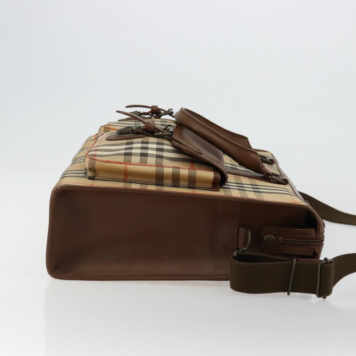 Burberrys Nova Check Business Bag Canvas 2way Beige Auth 180196