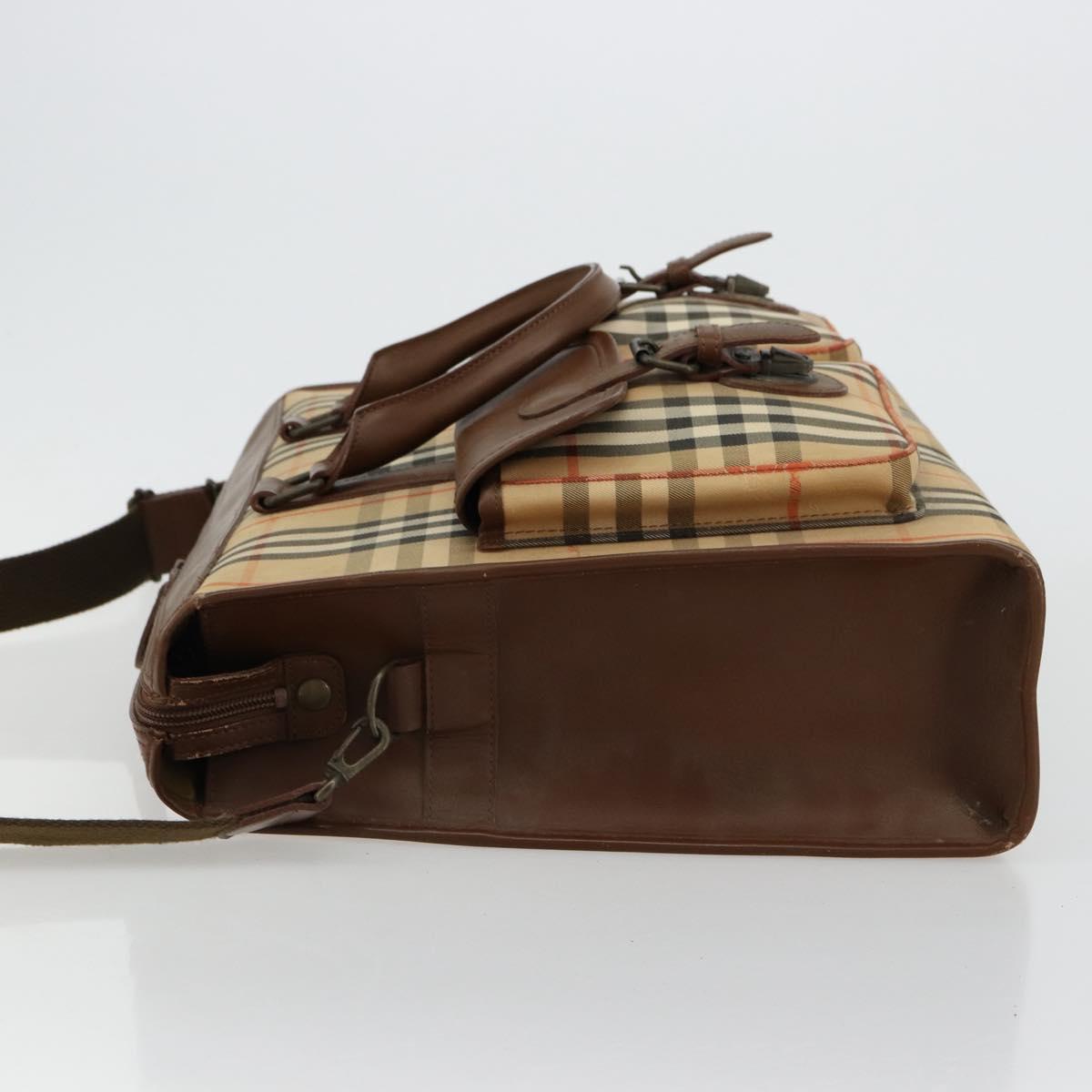 Burberrys Nova Check Business Bag Canvas 2way Beige Auth 180196