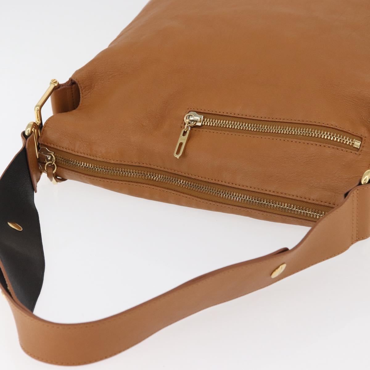 Chloe Shoulder Bag Leather Brown Gold Auth 180199