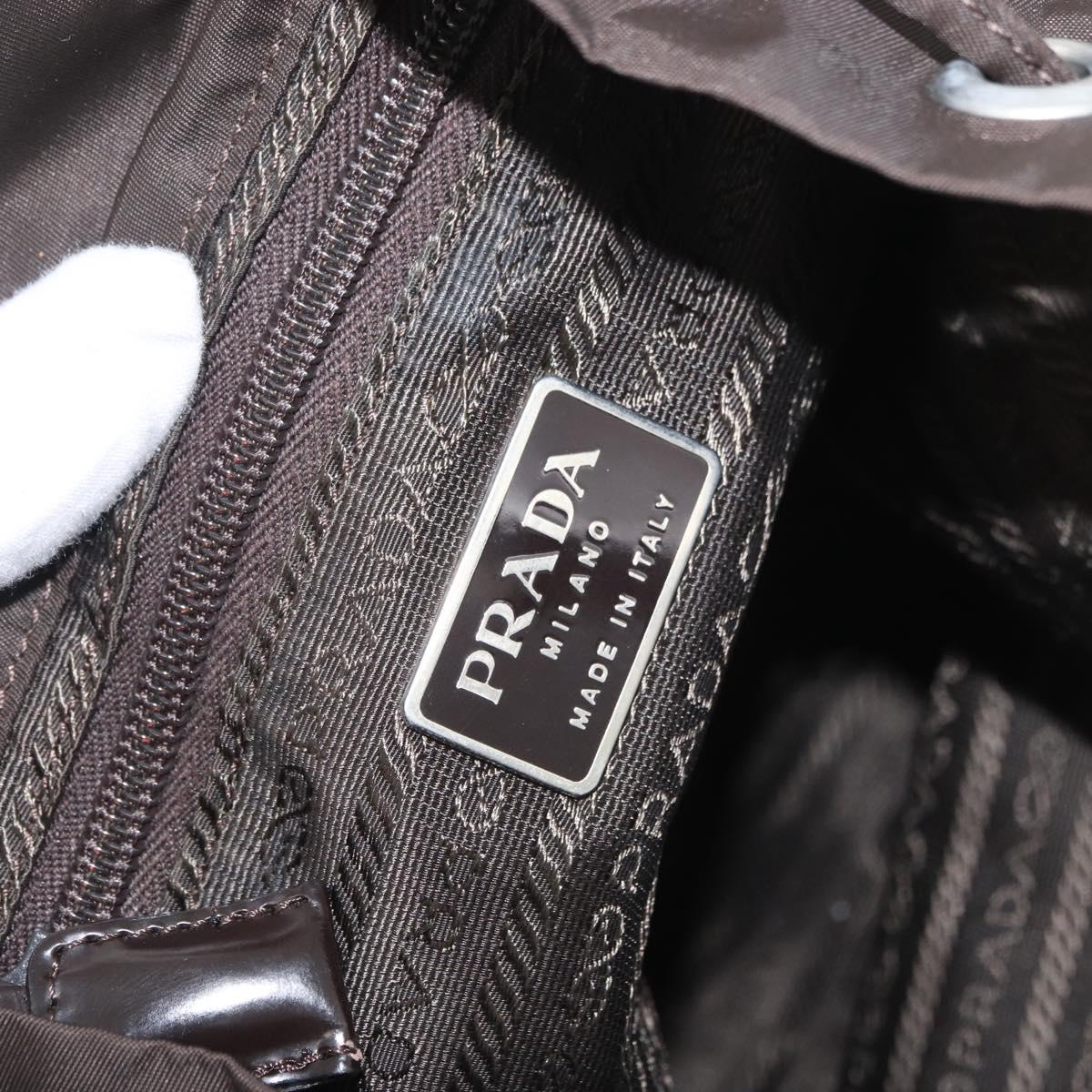 PRADA Backpack Nylon Brown Silver Auth 180200