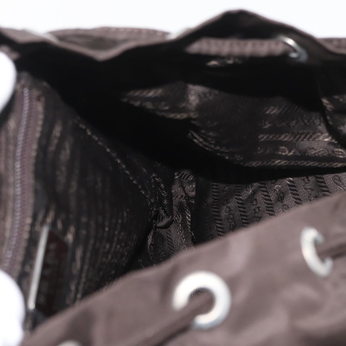 PRADA Backpack Nylon Brown Silver Auth 180200