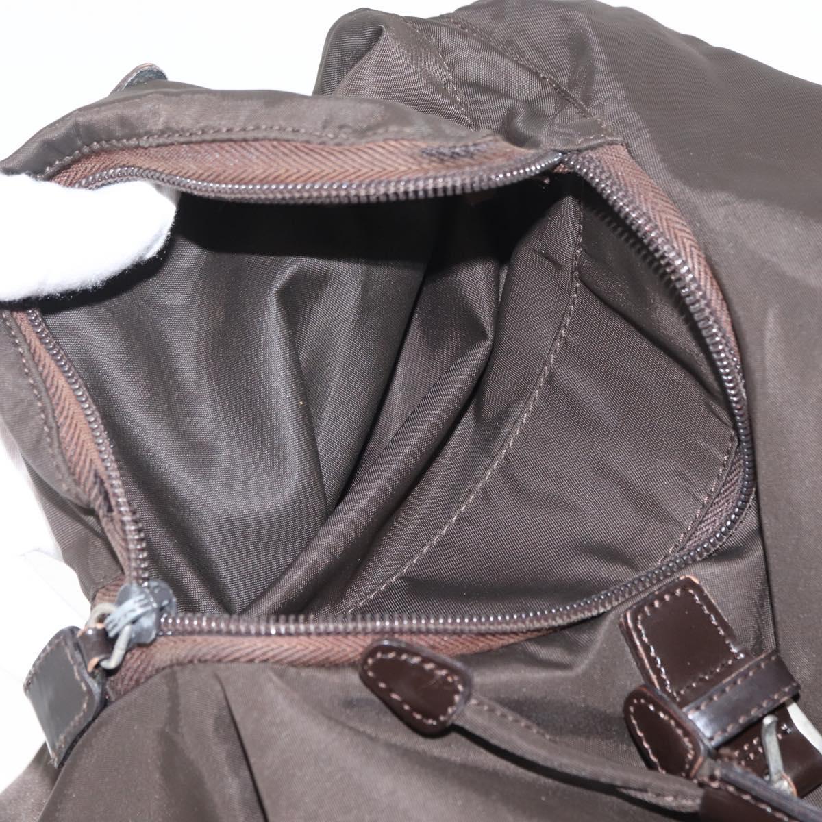 PRADA Backpack Nylon Brown Silver Auth 180200