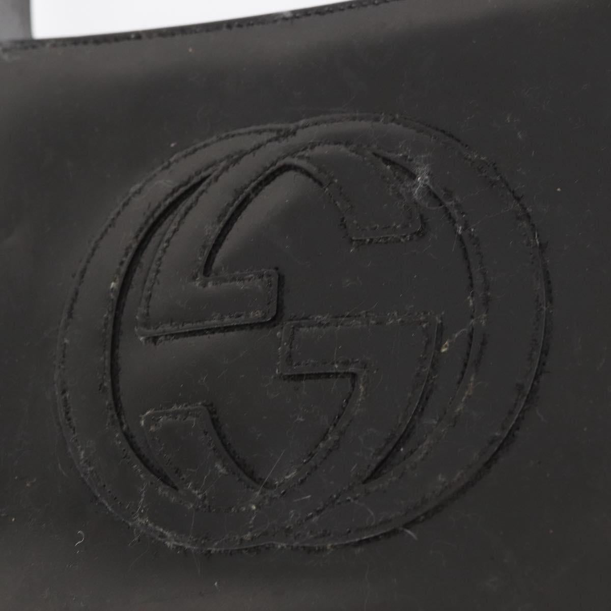 GUCCI Shoulder Bag Patent leather Brown Silver Auth 180202