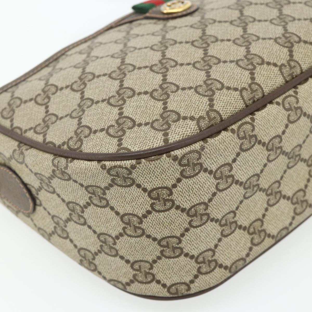 GUCCI GG Supreme Web Sherry Line Bag PVC Beige Gold 89 02 077 Auth 180205