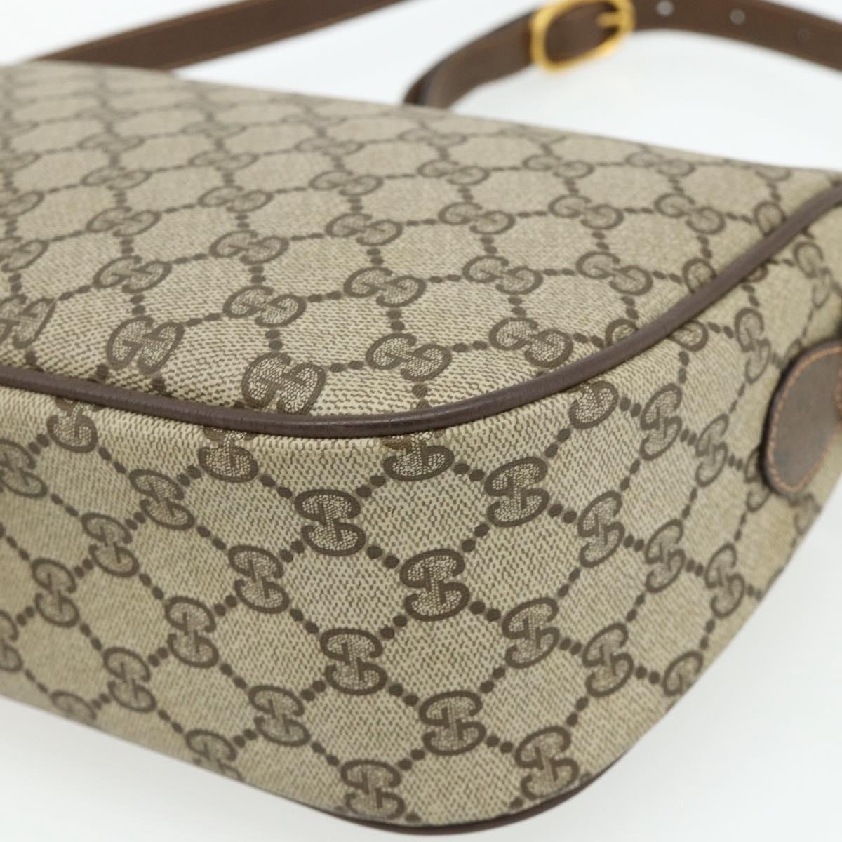 GUCCI GG Supreme Web Sherry Line Bag PVC Beige Gold 89 02 077 Auth 180205