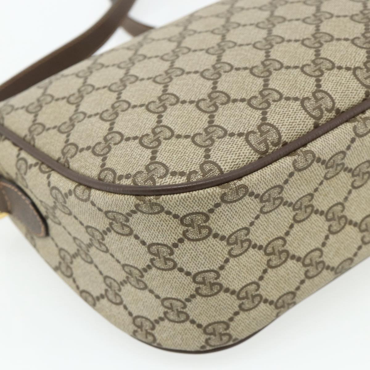GUCCI GG Supreme Web Sherry Line Bag PVC Beige Gold 89 02 077 Auth 180205