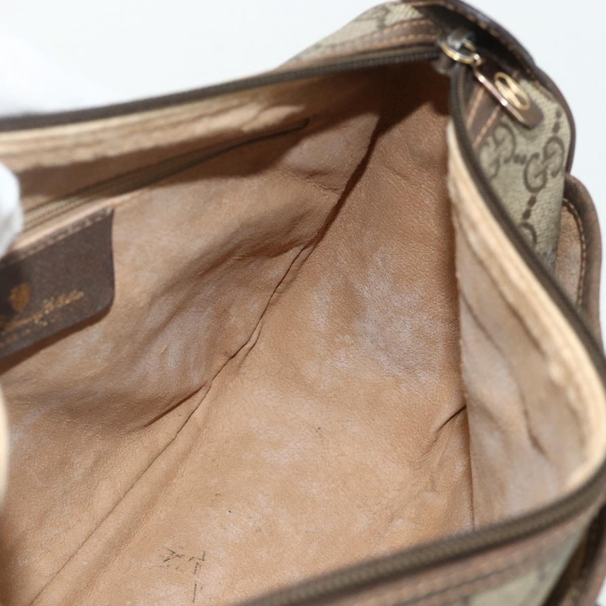 GUCCI GG Supreme Web Sherry Line Bag PVC Beige Gold 89 02 077 Auth 180205