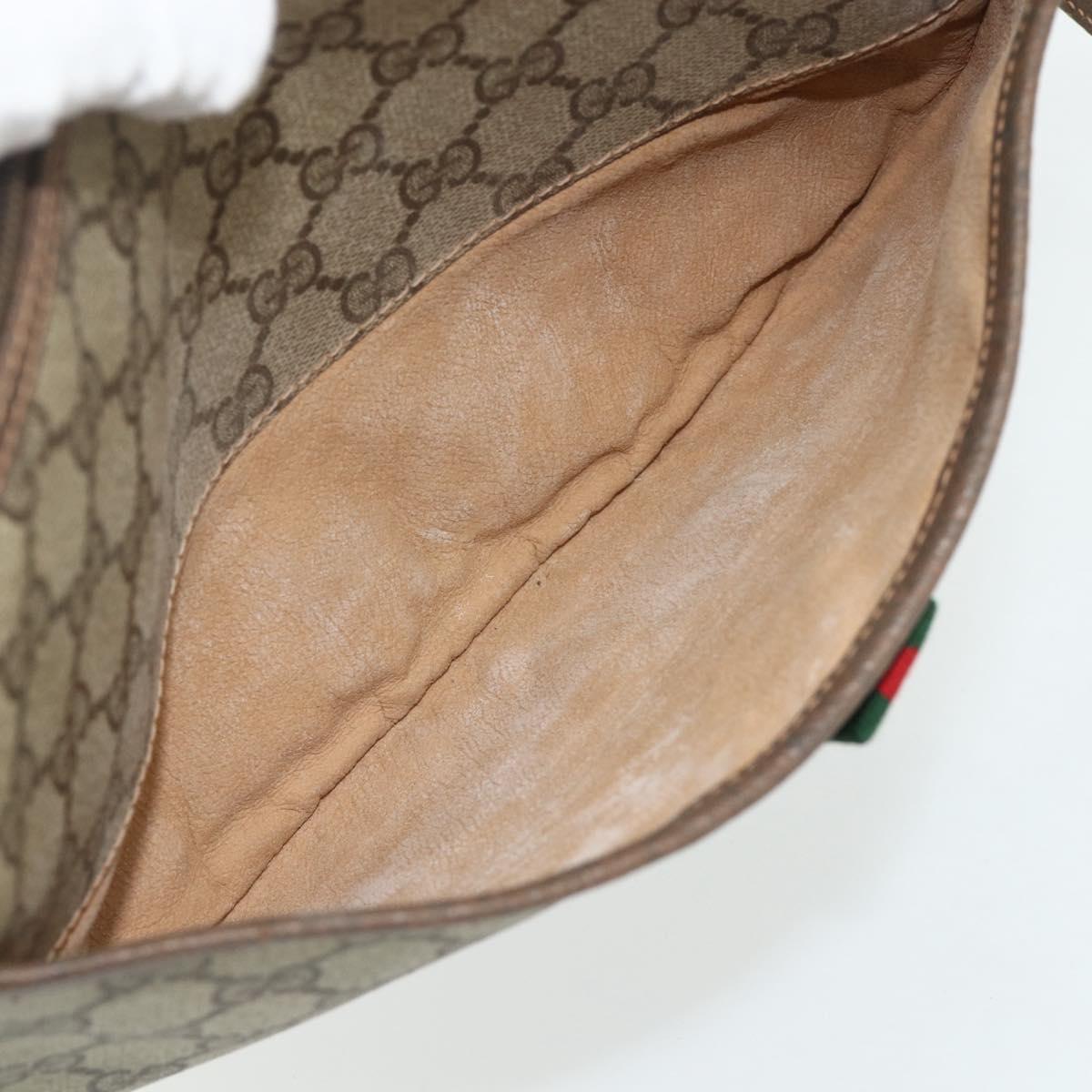 GUCCI GG Supreme Web Sherry Line Bag PVC Beige Gold 89 02 077 Auth 180205