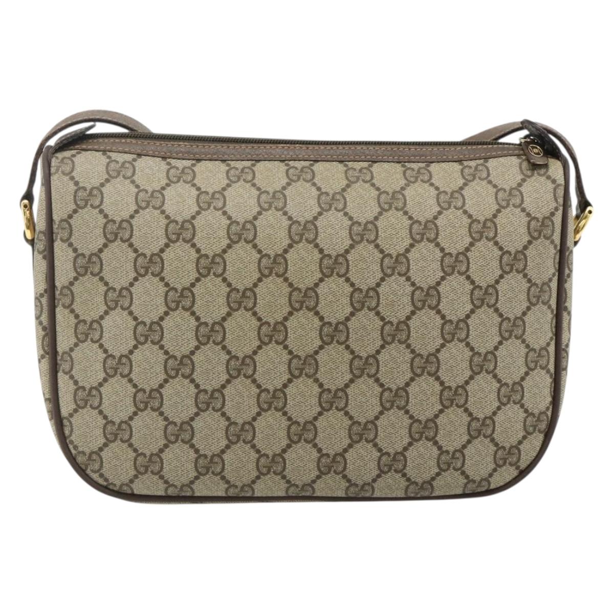 GUCCI GG Supreme Web Sherry Line Bag PVC Beige Gold 89 02 077 Auth 180205