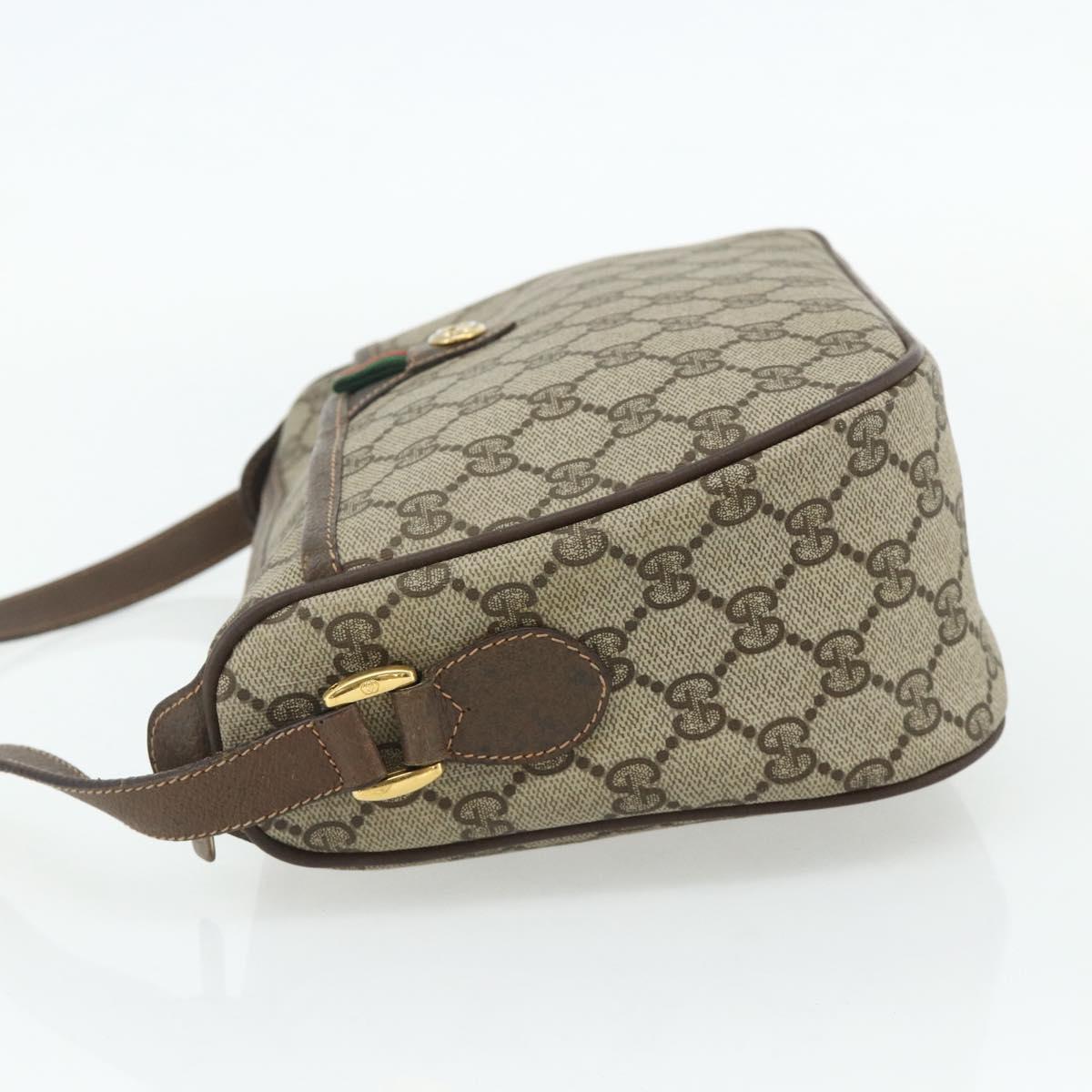 GUCCI GG Supreme Web Sherry Line Bag PVC Beige Gold 89 02 077 Auth 180205