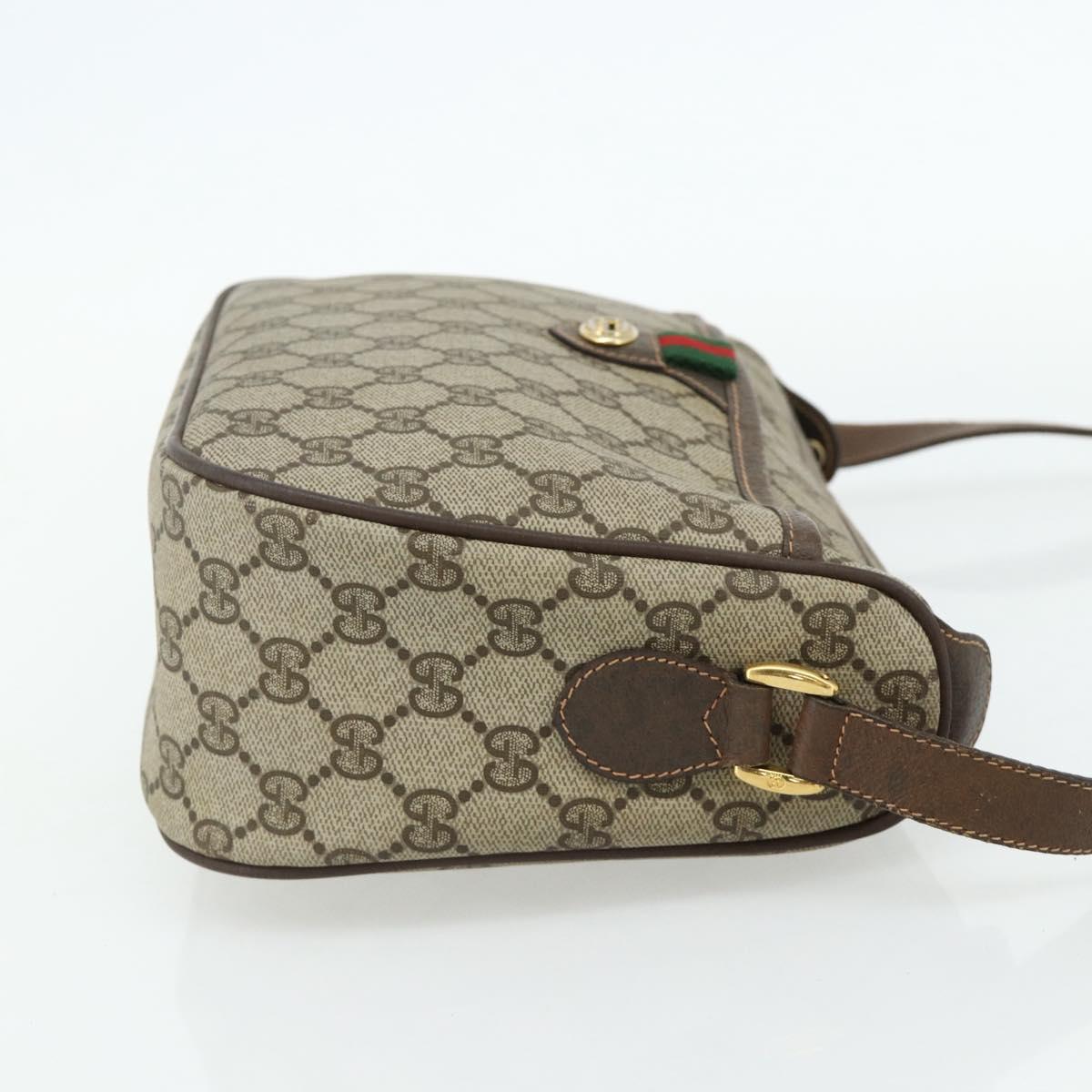 GUCCI GG Supreme Web Sherry Line Bag PVC Beige Gold 89 02 077 Auth 180205