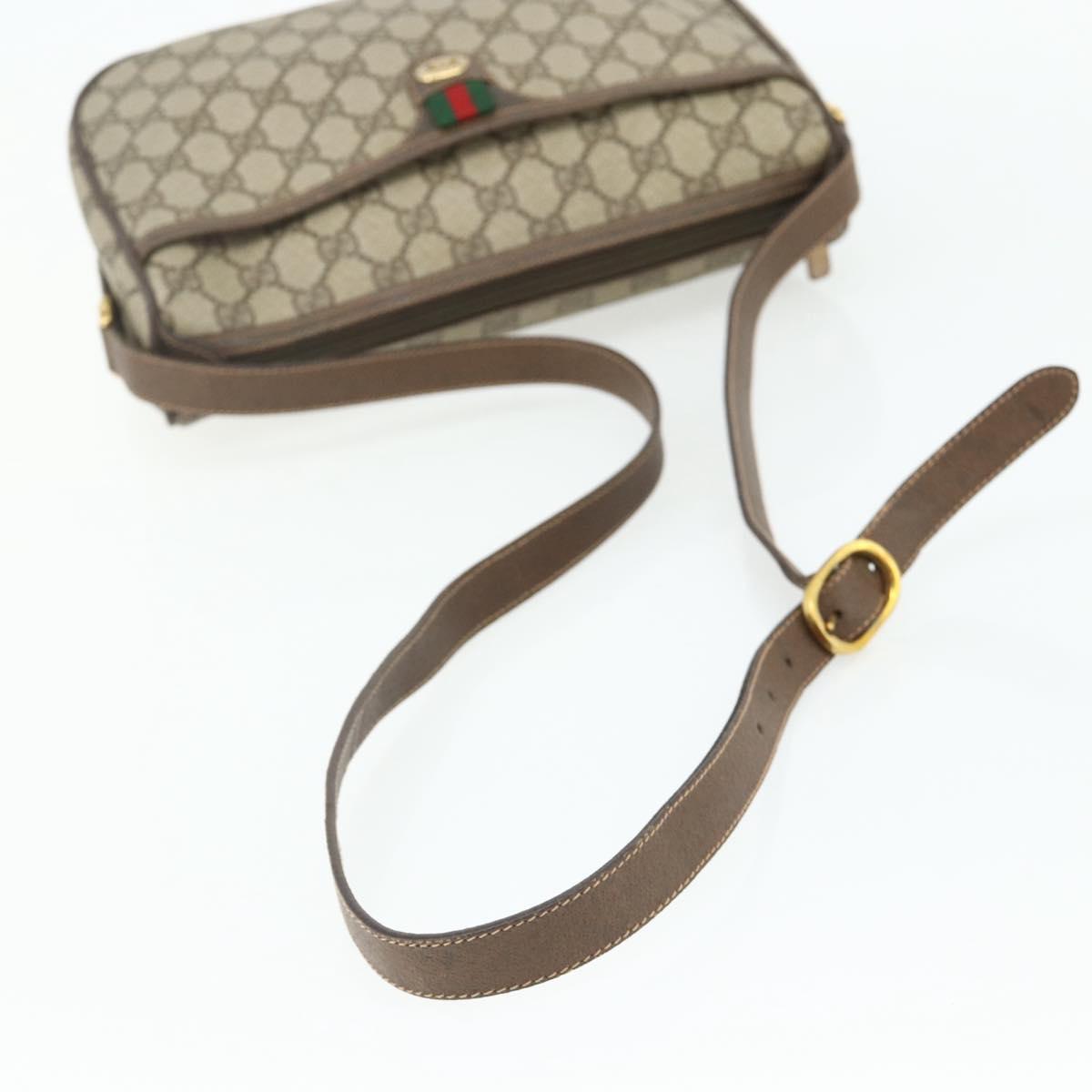 GUCCI GG Supreme Web Sherry Line Bag PVC Beige Gold 89 02 077 Auth 180205