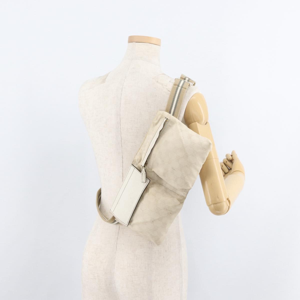 GUCCI GG Canvas Sherry Line Waist bag White Gold 28566 Auth 180206