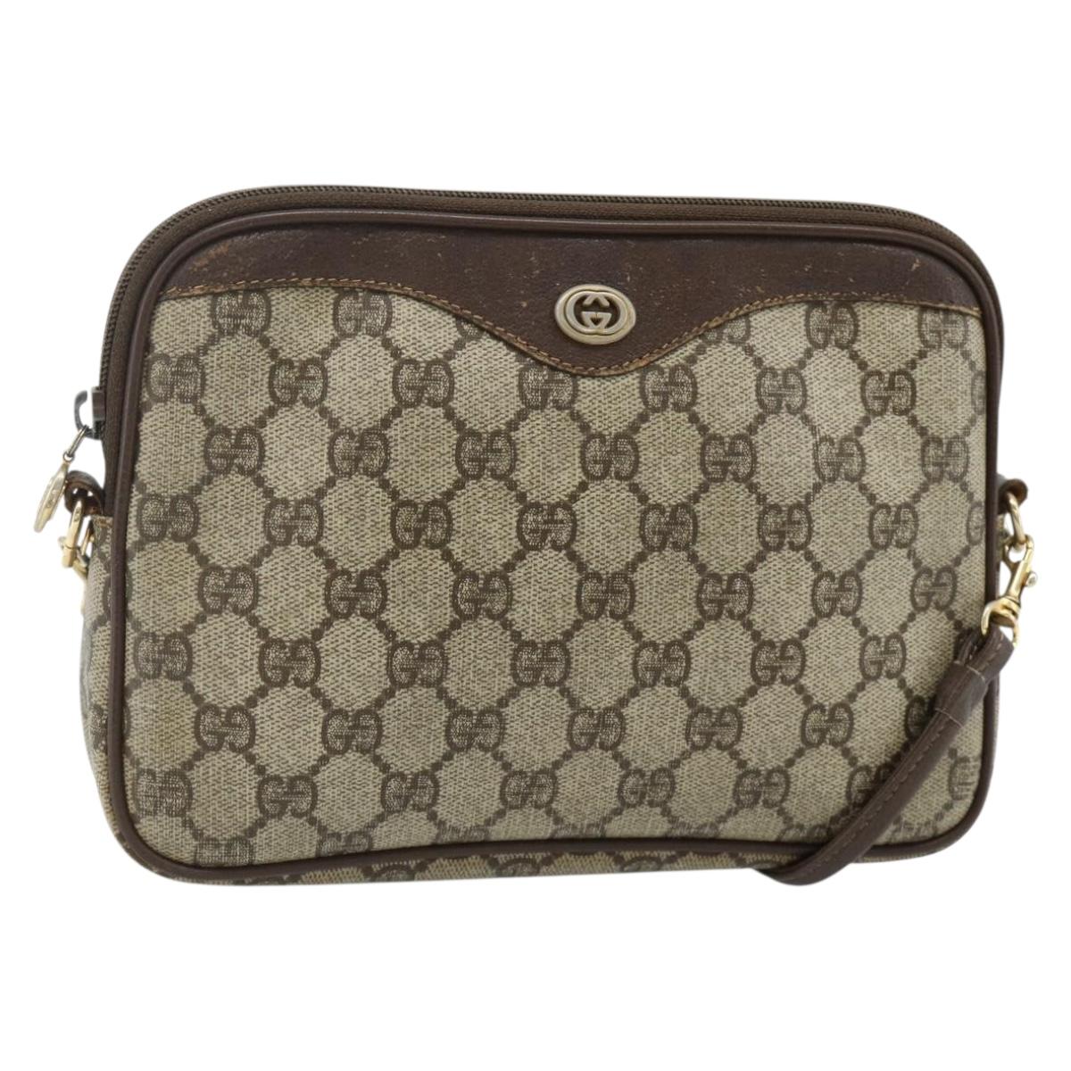 GUCCI GG Supreme Shoulder Bag PVC Beige Gold 97 02 068 Auth 180207