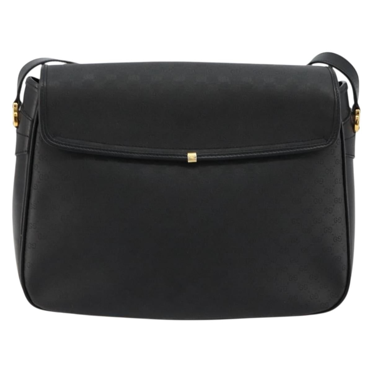 GUCCI Micro GG Supreme Shoulder Bag PVC Black Gold 001 256 1044 Auth 180209