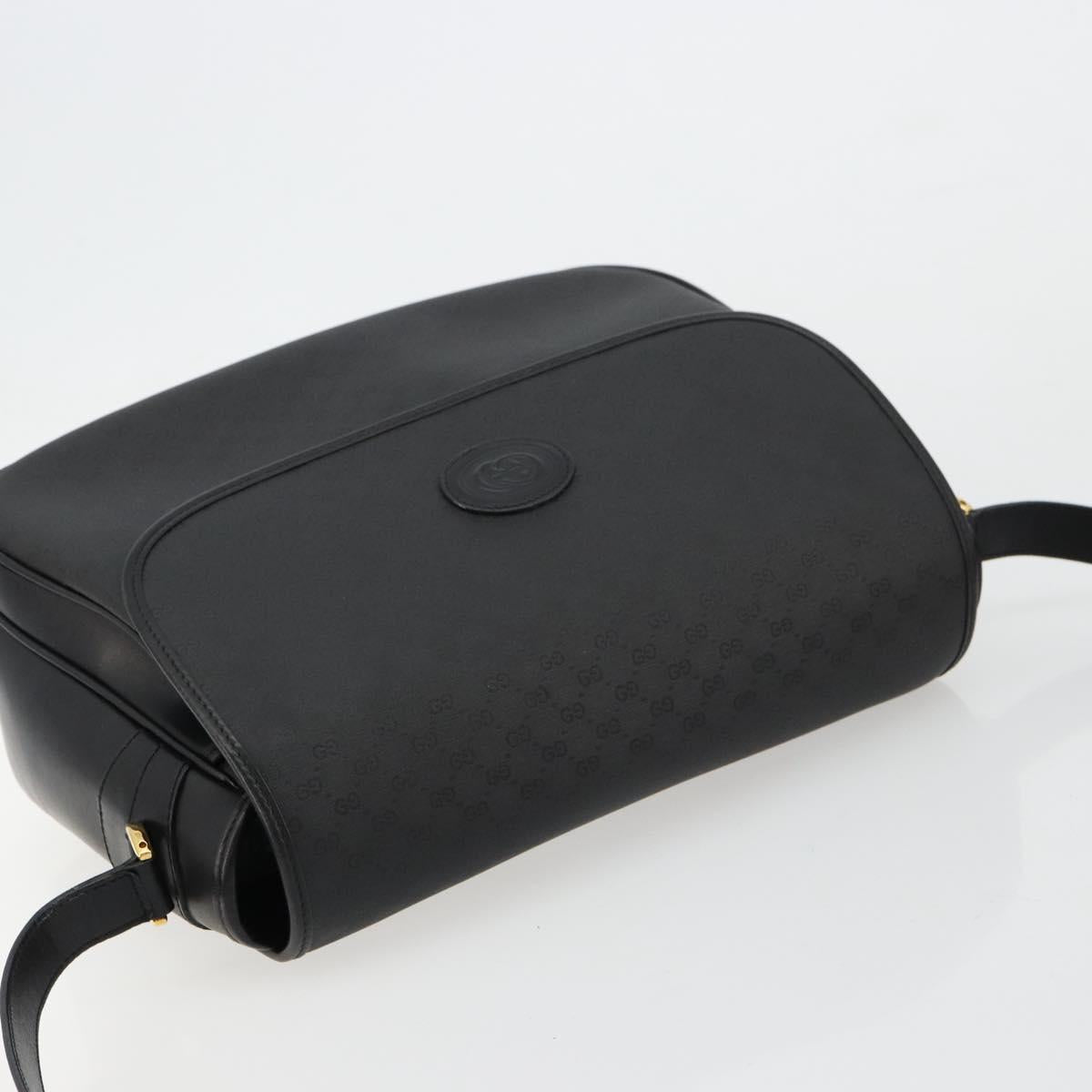GUCCI Micro GG Supreme Shoulder Bag PVC Black Gold 001 256 1044 Auth 180209