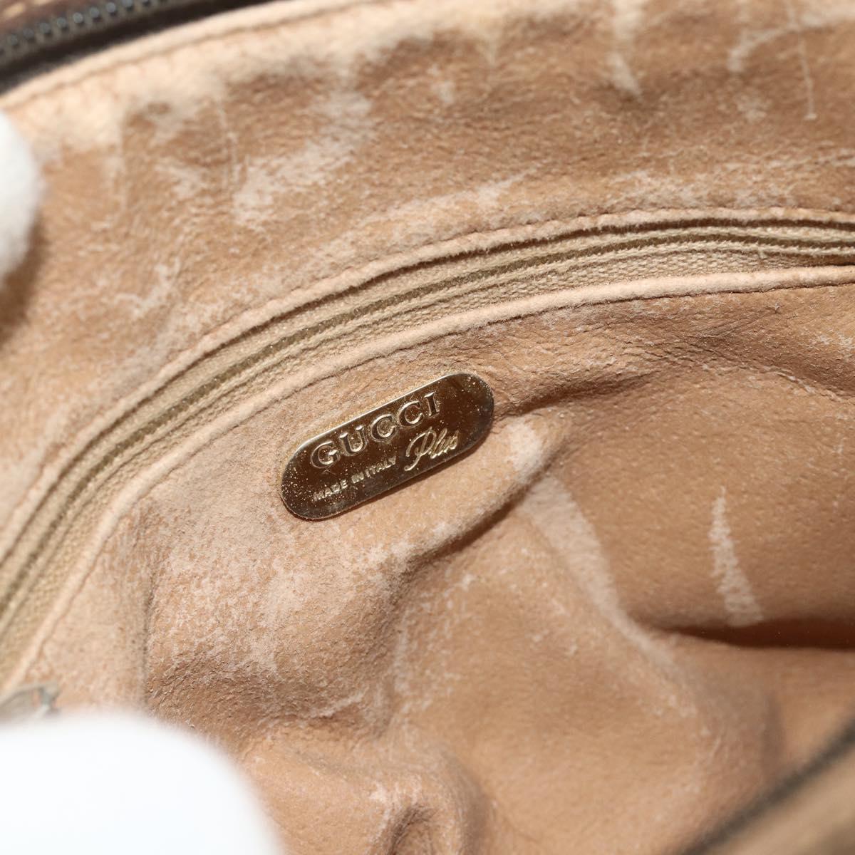 GUCCI GG Plus Supreme Shoulder Bag PVC Beige Gold Auth 180211