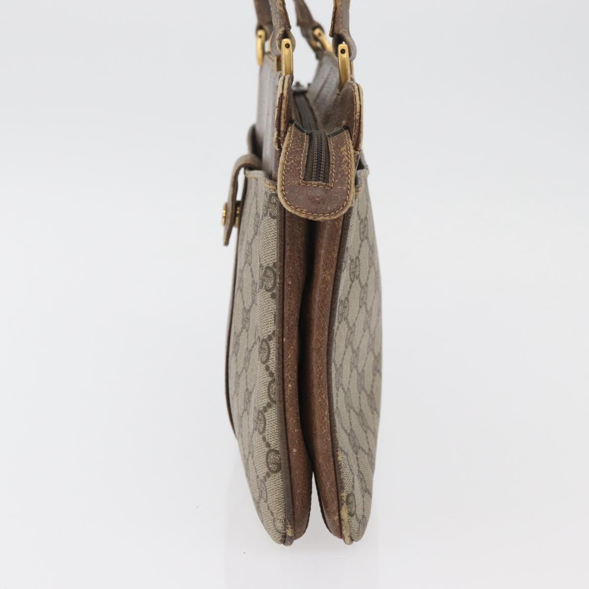 GUCCI GG Supreme Hand Bag PVC Beige Gold Auth 180212