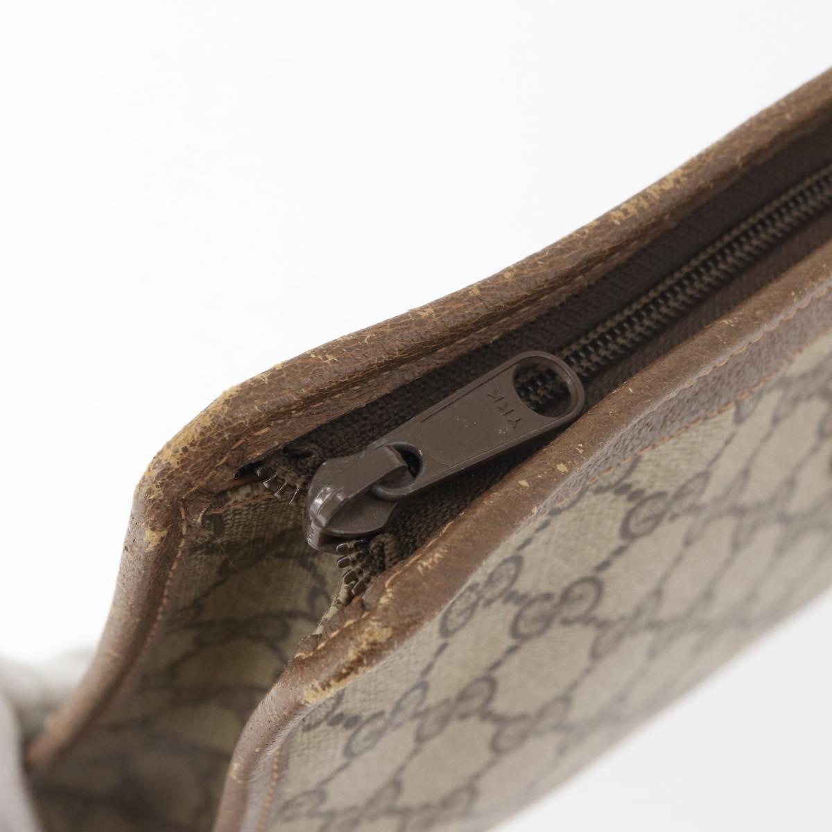 GUCCI GG Supreme Clutch Bag PVC Beige Gold 97 01 038 Auth 180213